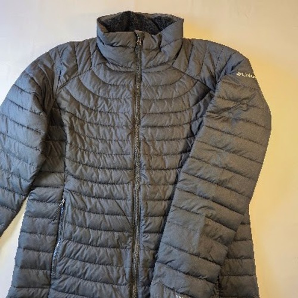 Columbia Omni-Heat Puffer Jacket Womens XL Black Quilted Insulated Full Zip Coat